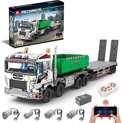 Produktbild von Reobrix 22021 Technik LKW 2.950 Teile Auflieger Anhänger Lastwagen RC-Control ferngesteuert Klemmbausteine Technik Modell Bausteine