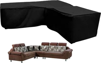 Image de Housse pour banc de jardin - forme L - Housse de protection pour meubles de jardin - 1 pièce - noir - 210D polyester