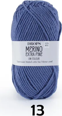 Produktbild von Drops Merino Extra Fine Uni Colour 13 Denim Blue Strickgarn