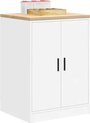 Produktbild von CLORIS Garagen-Aufbewahrungsschrank Weiß 60x51x85 cm Massivholz Kiefer - Aktenschränke 860571
