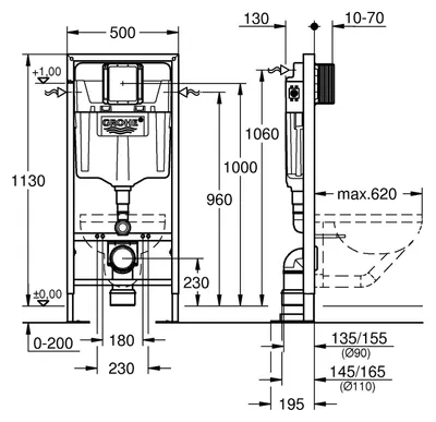 Zdjęcie produktu dla Grohe Rapid SL do WC 38584 BH: 113 cm Spłuczka GD 2 do montażu wolnostojącego