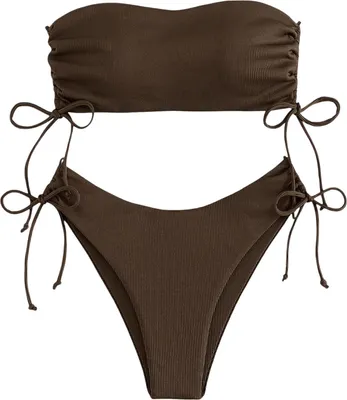 Produktbild von Badeanzug Bikini Zweiteilig Push Up Hohe Taille Braun M