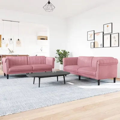 Productafbeelding van Maison Exclusive - 2-delige bankset, roze fluweel