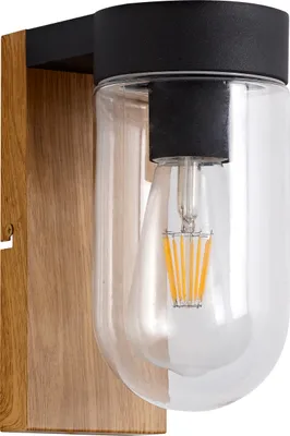 Image de BRILLIANT Lampe Cabar Applique extérieure bois foncé/noir | 1x A60, E27, 40W, convient aux lampes normales (non incluses) | Indice de protection IP : 44 - protégé contre les projections d'eau