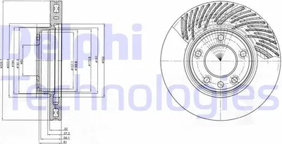 Produktbild von DELPHI Bremsscheibe für VW Touareg (7LA, 7L6, 7L7) 330mm BG9949