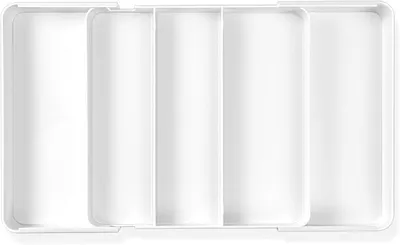 Produktbild von PolkaHome® Besteckkasten für Schublade, Küchenorganizer, 5 Fächer, ausziehbar, PP-Kunststoff, 27x27x4,5 cm