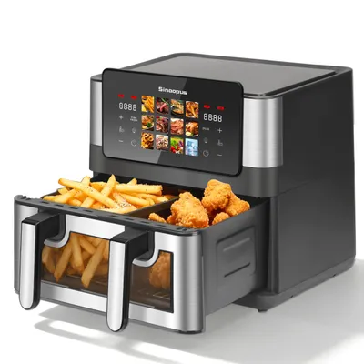 Produktbild von Sinaopus Heißluftfritteuse 8,5L Dual 2000W mit Sichtfenster und 12 Programmen