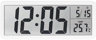 Obrázek produktu pro LCD nástěnné hodiny s ukazatelem teploty a vlhkosti, bílé