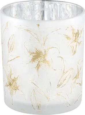 Zdjęcie produktu dla Biały szklany świecznik AOLANI FLOWER, 10 cm