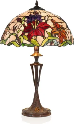 Zdjęcie produktu dla Casa Padrino Luxury Tiffany Table Lamp Multicoloured / Brown Ø 40 x H. 60 cm - Okrągła lampa biurkowa Tiffany - Luksusowe Wnętrza - Luksusowe Lampy - Lampy Tiffany