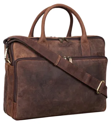 Produktbild von Benthill Laptoptasche Echt-Leder I Leder Umhängetasche für Laptop I Aktentasche für Notebook I Damen und Herren Tasche I Notebooktasche