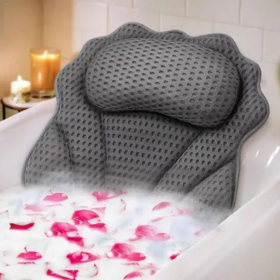 Produktbild von Badewannenkissen RUVINCE Ergonomisches Luxus-Badewannenkissen mit Kopf-, Nacken-, Schulter- und Rückenstütze, 4D-Badekissen für Badewanne mit 6 leistungsstarken Saugnäpfen, passend für alle Badewannen