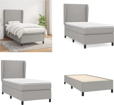 Immagine prodotto di vidaXL Letto boxspring con materasso in tessuto grigio chiaro 100x200 cm - Letto boxspring - Boxspringbetten - Bett - Schlafzimmermöbel