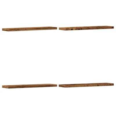 Four wooden shelves are displayed against a white background.