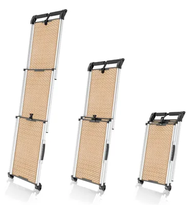 Produktbild von Hunderampe Auto Klappbar - Stabile und Rutschfeste Hundeleiter Auto & SUV bis zu 90kg Belastbar - Teleskop Alu Rampe für große Hunde - Reflektierende Seiten - Hundetreppe - Befestigungsclip - Sand