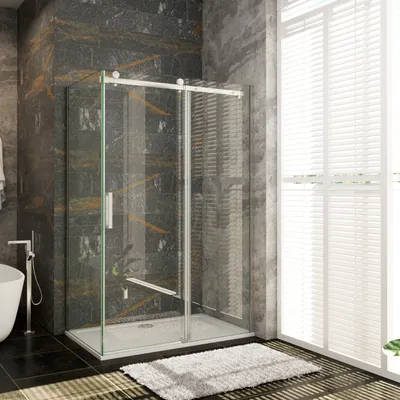 Produktbild von BxT:125x90cm Duschwände aus 8mm Nano+ESG Gals Schwebetür Glasschiebetür Nischentür Dusche Duschabtrennung Galswand Tür H:195cm