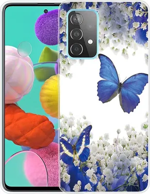 Produktbild von Handyhülle für Samsung Dünn Schutzcase Cover Bumper Schale Transparent, Farbe:Schmetterlinge Blau, Modell wählen:Samsung Galaxy A72 5G