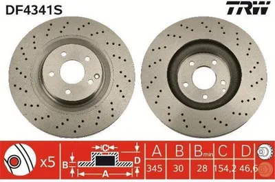 Produktbild von TRW Bremsscheiben (2 Stück) Vorderachse DF4341S