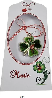 Produktbild von Martisor Märzchen Trifoi Charm Anhänger als Kleeblatt aus Metall 239