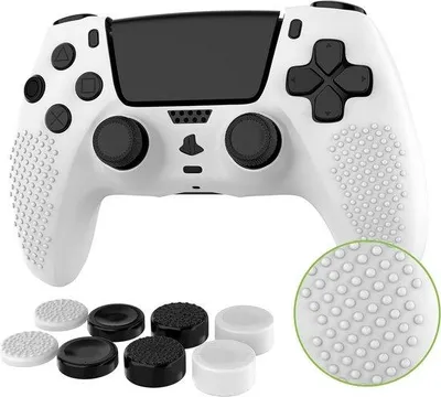 Produktbild von Silikonhoes für DualSense Controller - Inkl. 8 Thumbsticks - für PS5 - Weiß