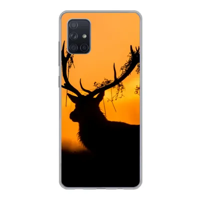 Produktbild von MuchoWow® Handyhülle Schutzhülle Hülle für Samsung Galaxy A71 Hirsch - Orange - Scherenschnitt - Tiere - Natur Silikon Softcase Handy Hülle - Kartenbesitzer