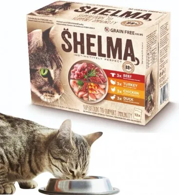 Produktbild von SHELMA with turkey  duck  chicken and beef in sauce - nassfutter für Katzen - 12x85g