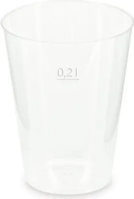 Produktbild von 25x Mehrwegbecher Pfandbecher transparent stabil+ PP 0,2L Eichstrich Ø 76mm