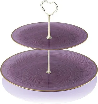 Image de Famanu, présentoir à desserts à 2 niveaux - Transparent avec des accents dorés