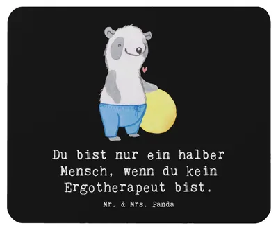 Produktbild von Mr. & Mrs. Panda Mousepad Ergotherapeut Herz - Schwarz - Geschenk, Ausbildung, mausteppich, Beruf, computer mauspad, laptop, Spruch, Mouse Pad, Lustig