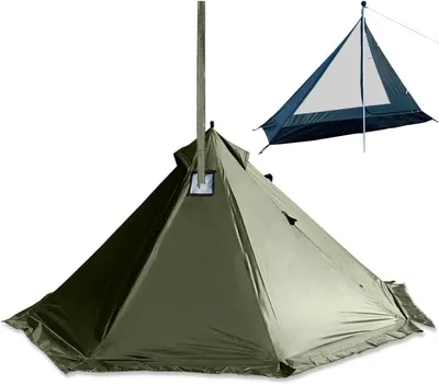 Imagen del producto de Tienda piramidal para 4 estaciones, tipo tipi, para 1 persona, con conexión para estufa y fabricada con tejido Oxford impermeable