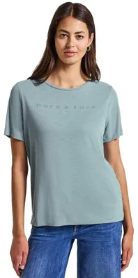 Image de Chemise pour femmes Street One, aspect soyeux, avec inscription