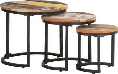 Produktbild von The Living Store Beistelltische 3 Stk. Recyceltes Massivholz