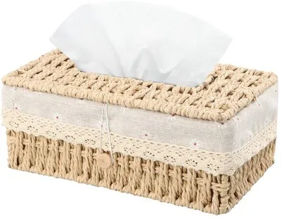 Produktbild von Tissuebox Beige Rechthoekig Stijlvol Stoffenhouder voor Eßtisch und Büro