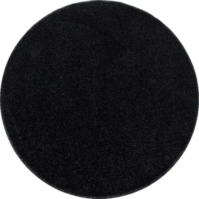 Produktbild von Kurzflor Teppich Wohnzimmer Anthrazit 160x160 Rund Unicolor - Einfarbig aus Polypropylen