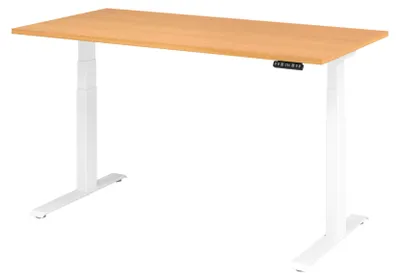 Image de Bureau réglable en hauteur XDKB | 2-moteurs | 120 - 180 cm | électrique, Dimension plateau:160 x 80 cm, Couleur plateau:Hêtre, Couleur piétement:Blanc