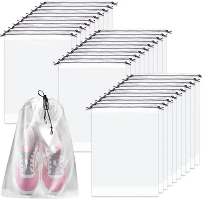Imagen del producto de Bolsas transparentes para zapatos, 30 unidades, 40 x 30 cm, con cordón, para almacenamiento
