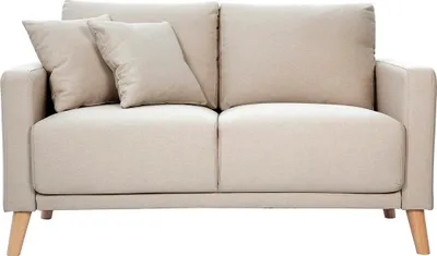 Produktbild von Miliboo - Zweisitzer-Sofa aus beigem Stoff und hellem Holz MUNIK