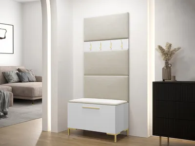 Immagine prodotto di Mobile da ingresso con pannelli imbottiti ANDORA 3 - bianco / beige