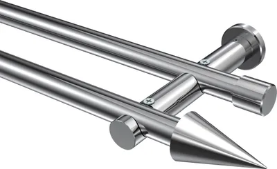 Produktbild von Interdeco Gardinenstange / Vorhangstange Chrom, Typ Platon Savio (Kegel) ohne Ringe, 20 mm Ø 2-läufig, 200 cm