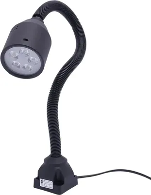 Obrázek produktu pro Strojní lampa pro soustruh/CNC – LED pracovní svítidlo – 5 W – AC 110–220 V – flexibilní rameno – nastavitelný držák – černá barva