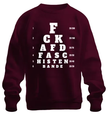 Productafbeelding van F*CK AFD, FASCISTENBEND. Statement, sarcasme, demonstratie. Zweetshirt, trui, bordeauxrood, maat L