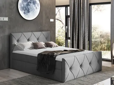 Obrázek produktu pro Kontinentální manželská postel 140x200 LITZY 2 - světlá šedá + topper
