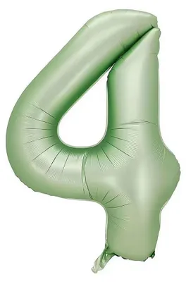 Ziffernballon 4, grün, 102 cm, Geburtstagsdeko