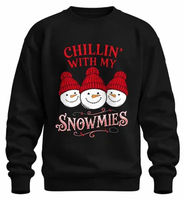Obrázok produktu pre Chillin' With My Snowmies Christmas Snowman Winter Funny Uni mikina, čierna, M