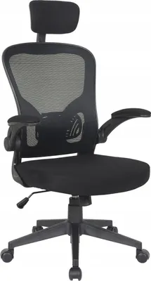 Zdjęcie produktu dla Fotel biurowy ALEX, krzesło obrotowe ergonomiczne, oparcie z siatki mesh, wygodne podłokietniki, stabilna chromowana podstawa, czarny, do biura i home office