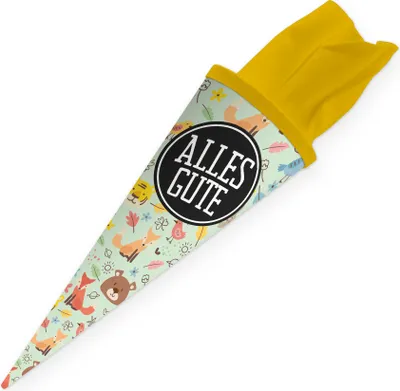 Produktbild von itenga Geschwister Schultüte 35 cm "Waldtiere" mit Aufkleber "Alles Gute"