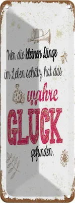 Produktbild von vianmo Blechschild 27x10 cm Wer kleine Dinge schätzt hat Glück Spruch Zitat