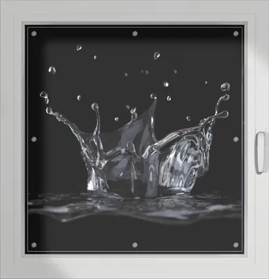 Produktbild von Wallario Lichtschutzbild, Dekorativer Sichtschutz Sonnenschutz 96 x 93 cm mit Motiv: Aufspritzendes Wasser - Verdunklung ohne Bohren