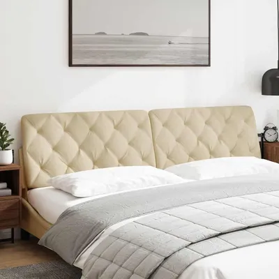 Image de vidaXL Coussin de tête de lit Crème 200 cm Tissu