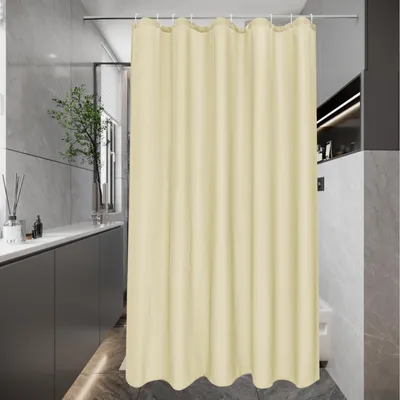 Zdjęcie produktu dla Zasłona prysznicowa Beżowa 120x200 cm Poliester Wodoodporna Antypleśniowa 8 pierścieni